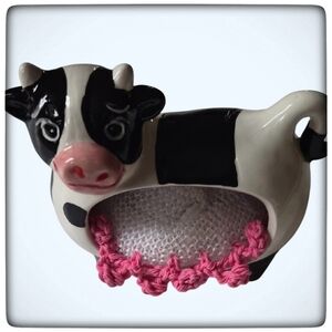 Cow Spring Kitchen Ceramic Sink Scrubby Holder-Ceramic-Handmade Crocheted